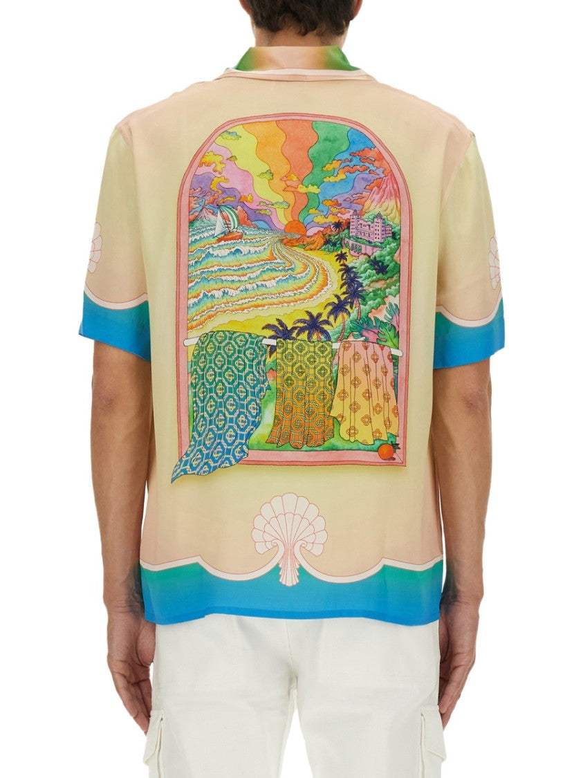 Casablanca Short-Sleeved Silk Shirt With Pastel Gradient