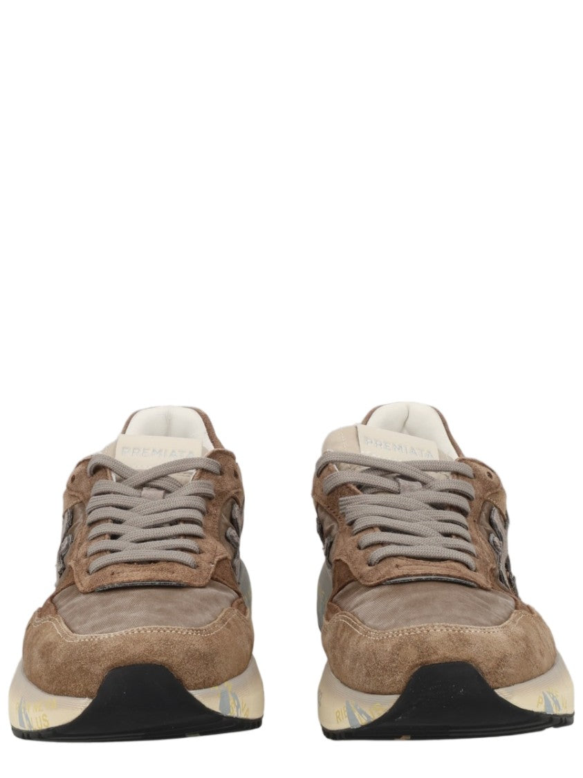 Premiata Grey Earthy Tones Cushioned Sole Lace-Up Sneakers