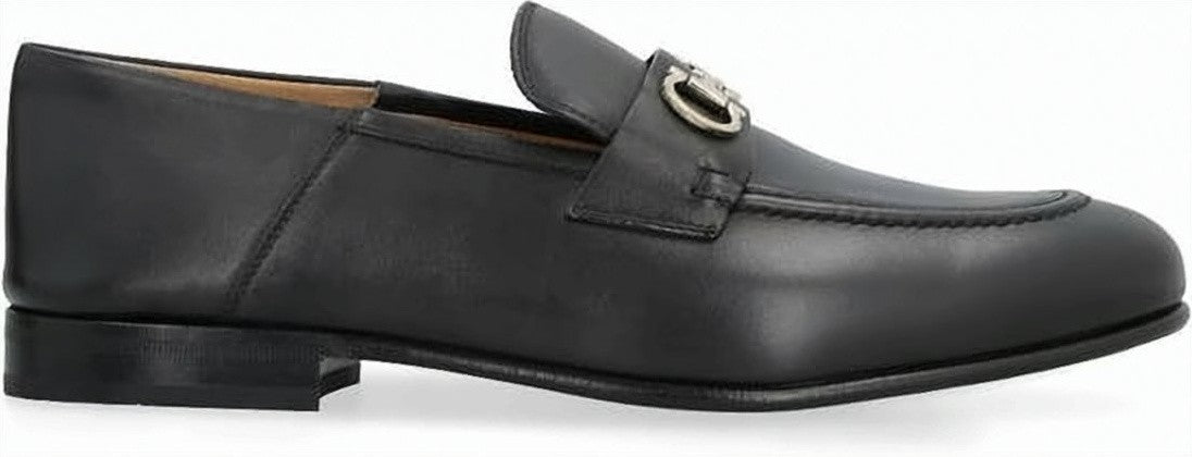 Salvatore Ferragamo Black Leather Flats With Loafer Silhouette