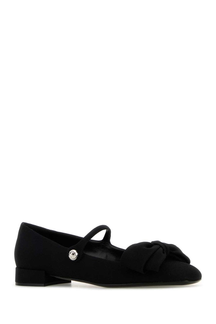 Valentino Garavani Black Crepe Bowjane Ballerinas