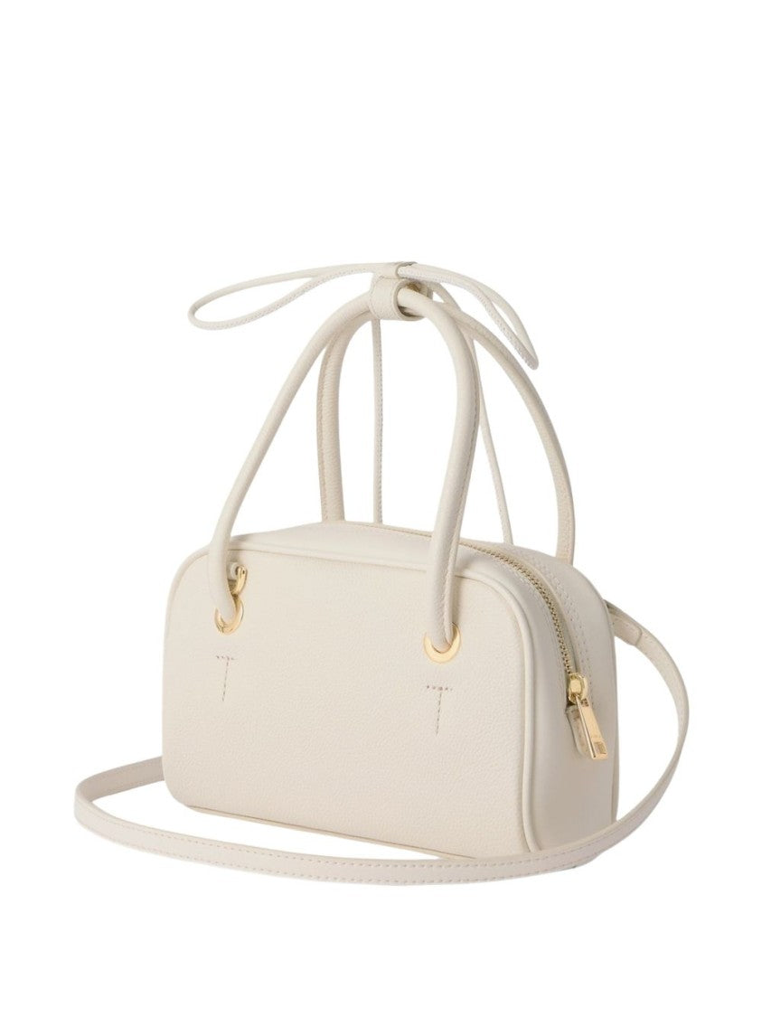 Furla White Structured Gold-Tone Accents Handbag