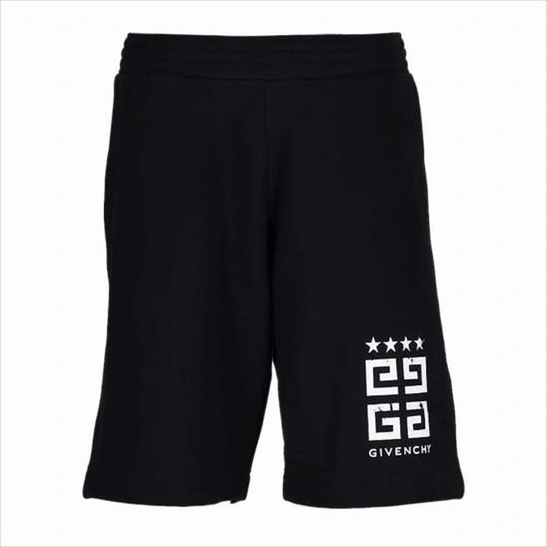 Givenchy Relaxed Fit Black Cotton Shorts With Bold Graphic Print