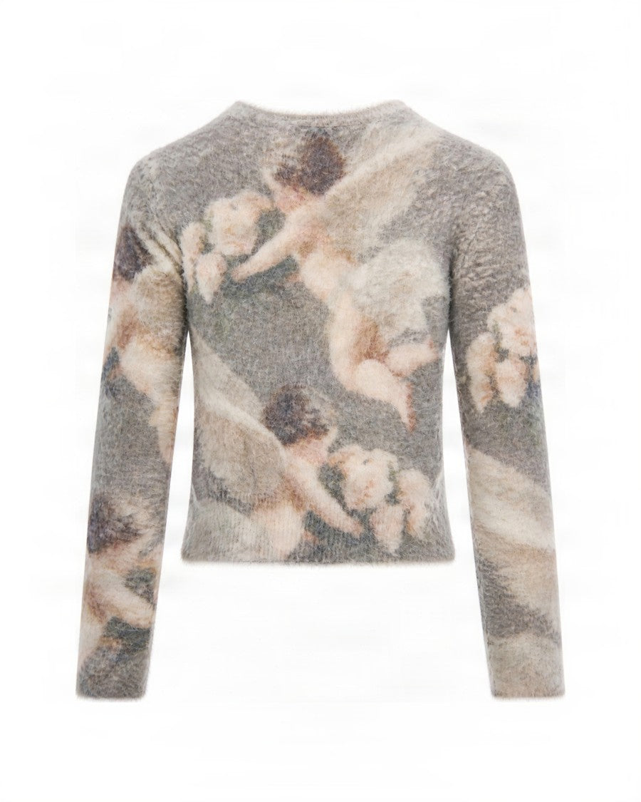 Fiorucci Sand Cherubic Print Nylon Sweater