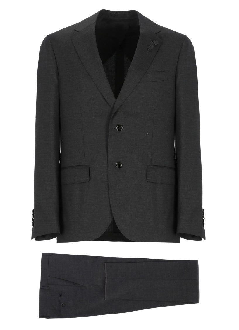 Lardini Grey Virgin Wool Suit
