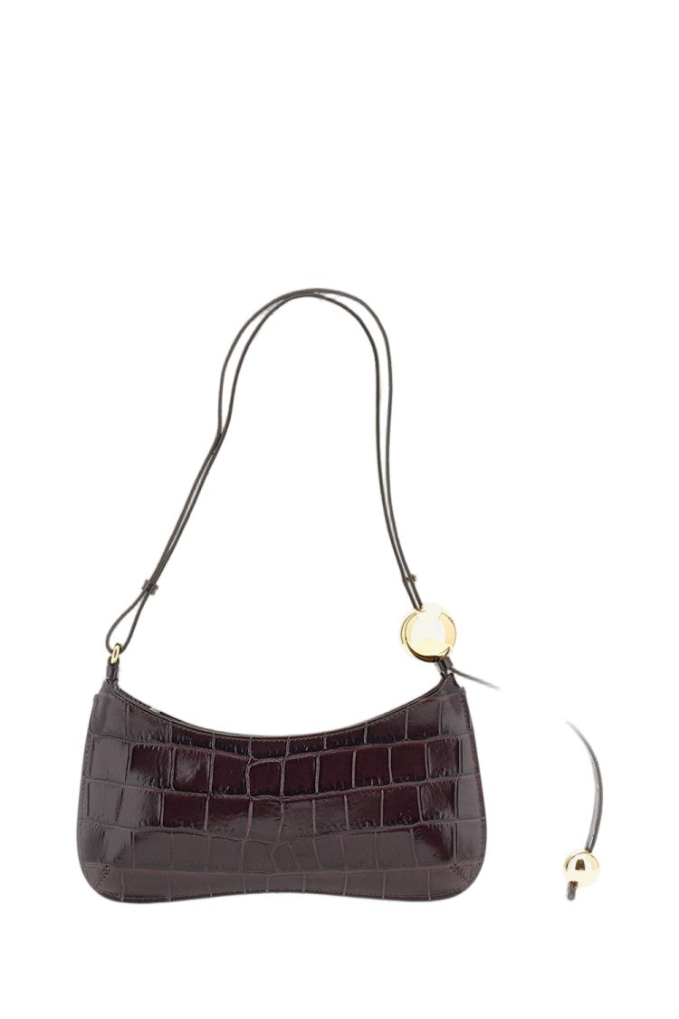 Jacquemus Burgundy Le Bisou Perle Croc-Effect Leather Shoulder Bag