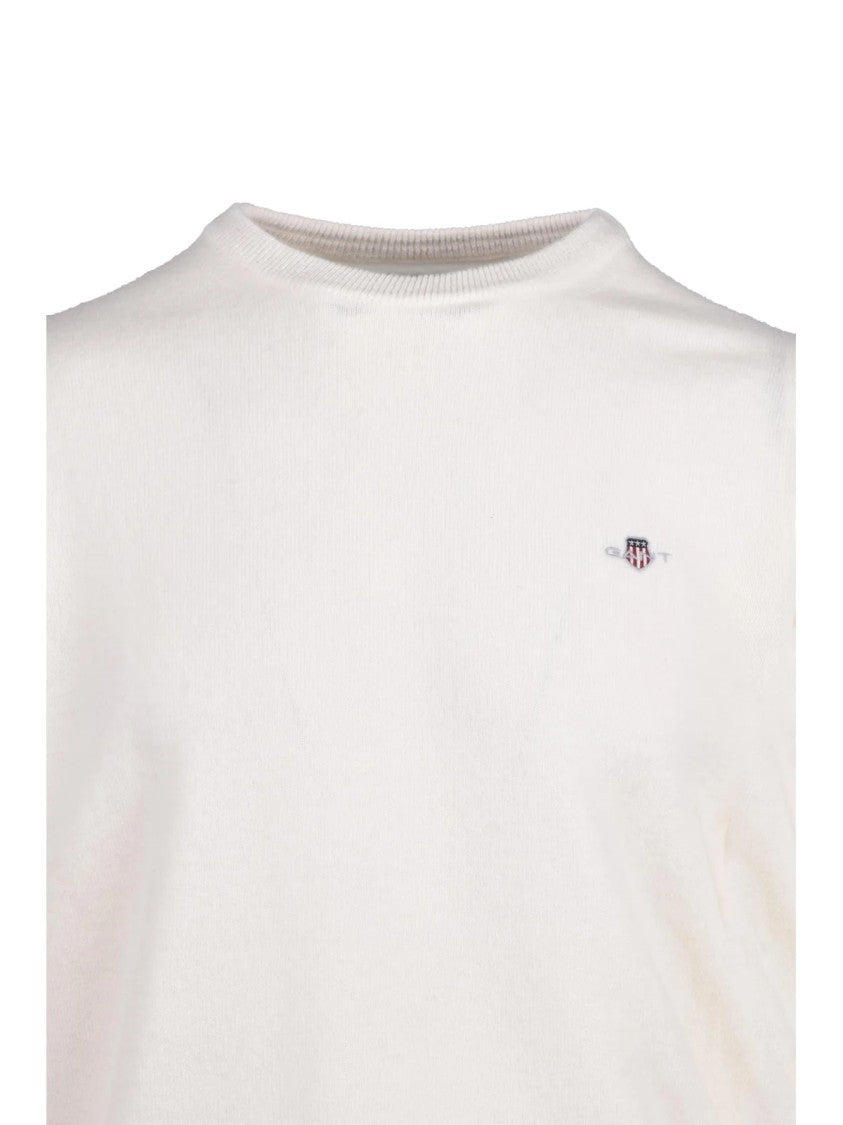 Gant Classic Crewneck Pullover In Premium White Wool