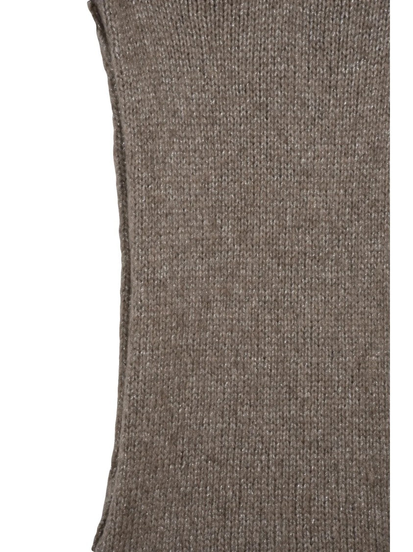 Alpha Studio Beige Metallic Accents Wool-Blend Scarf