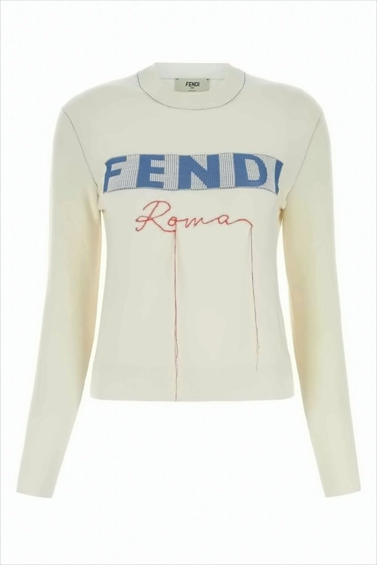 Fendi Classic Crew Neck Sweater With Embroidered Logo