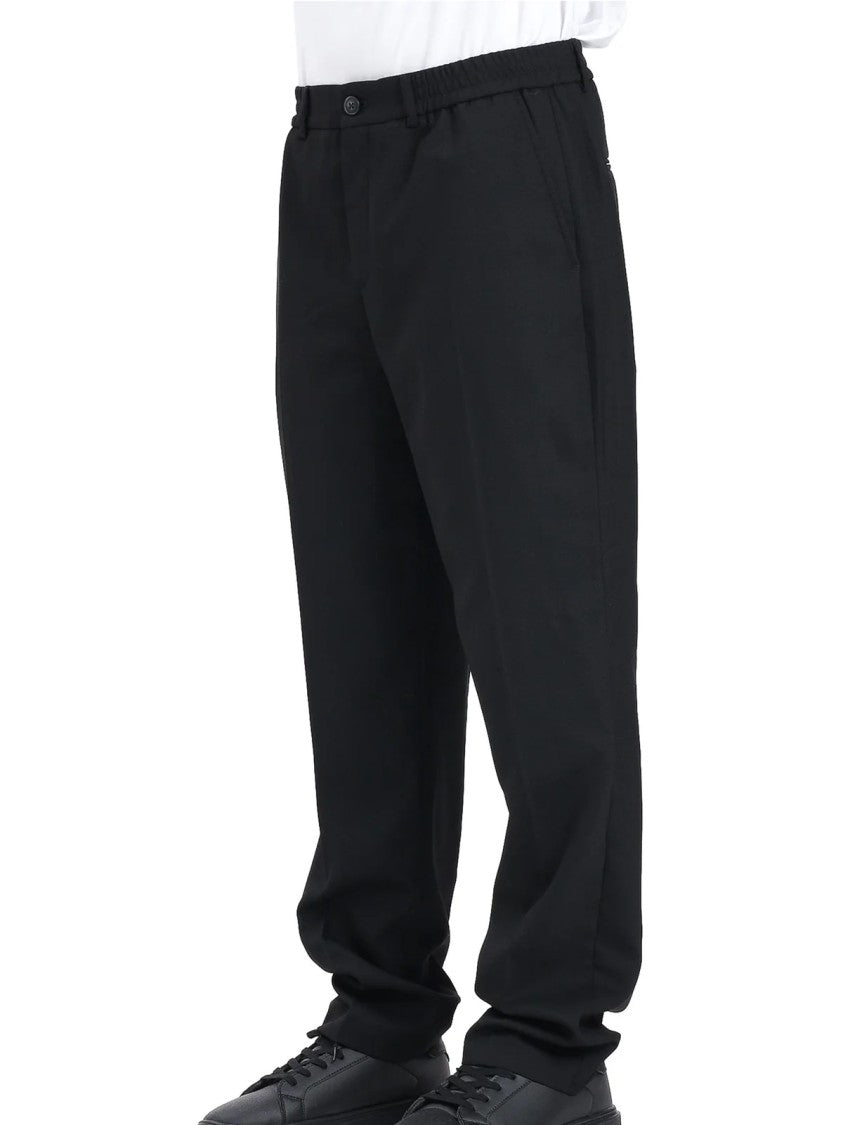 Selected Black Technical Wool-Blend Straight-Leg Formal Pants