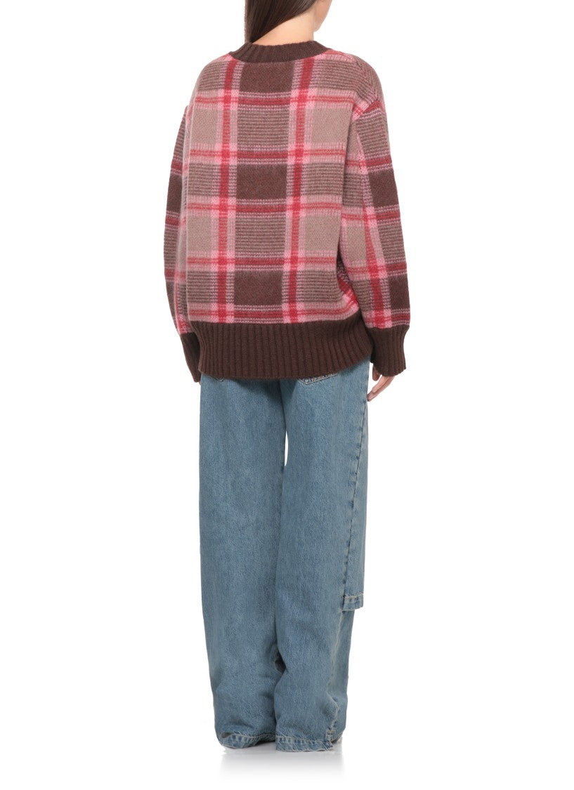 The Attico Check Embroidered Logo Jersey Sweater