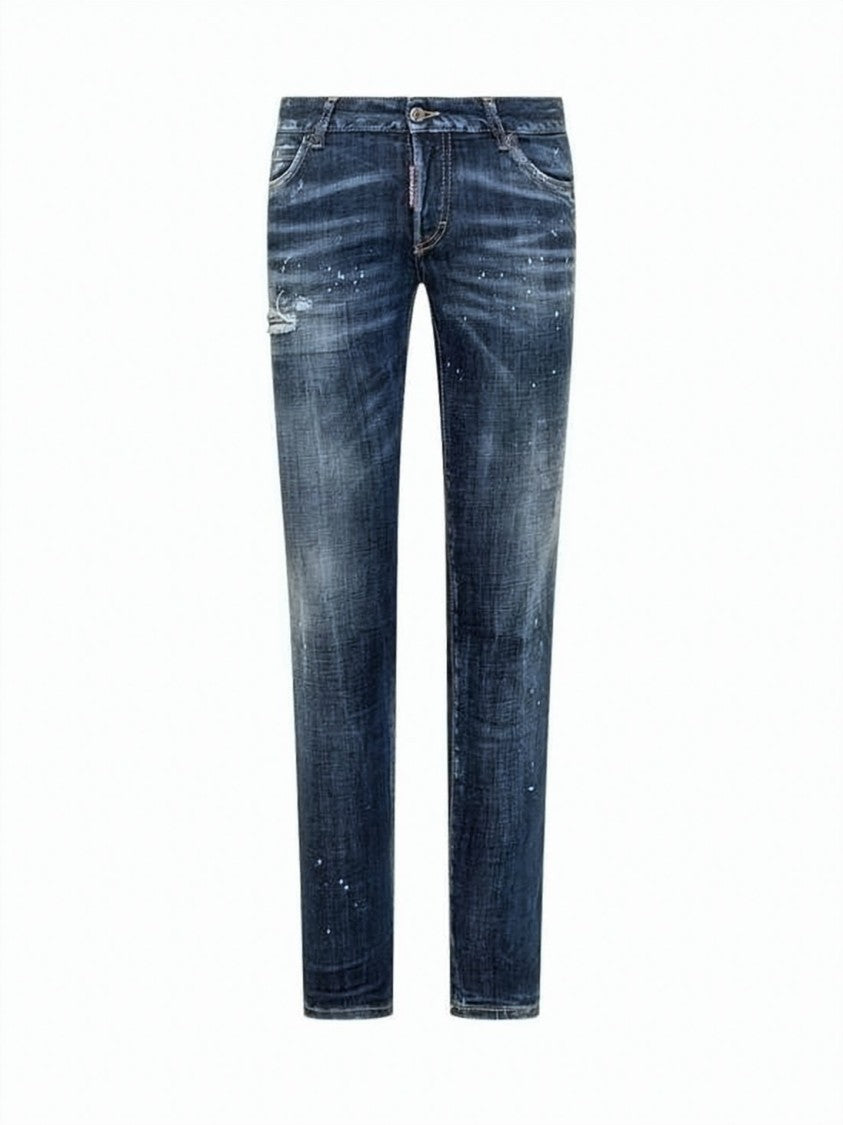 Dsquared2 Distressed Slim Fit Denim Pants With Tapered Leg