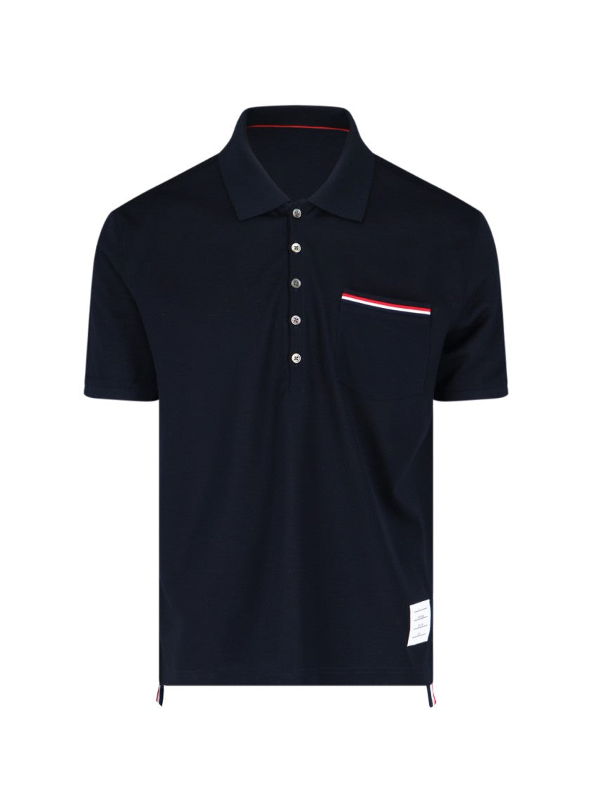 Thom Browne Logo Polo "Pique Pocket" – Navy