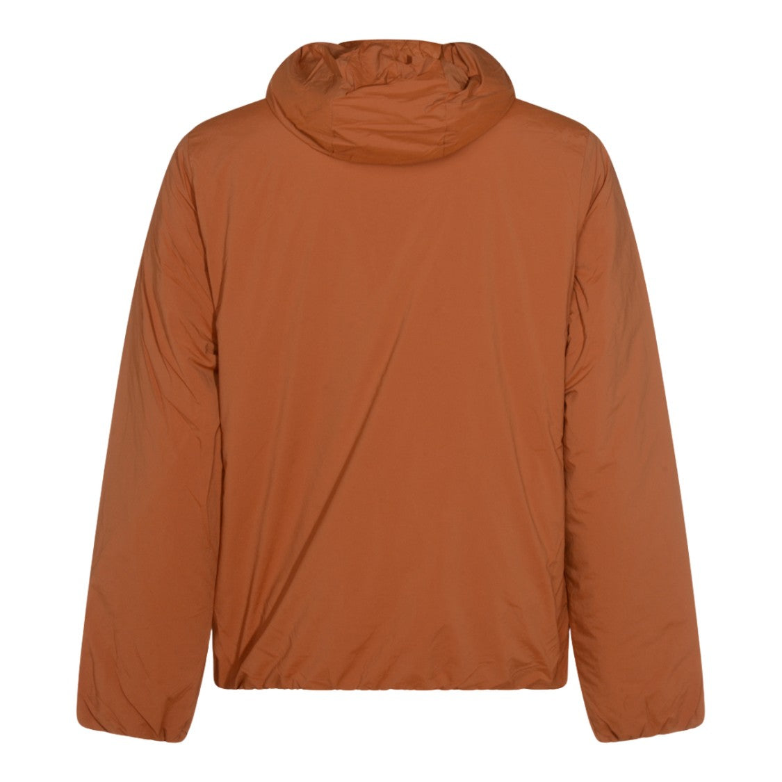 K-Way Brown Jacket With Multicolor Trim And Hoodie