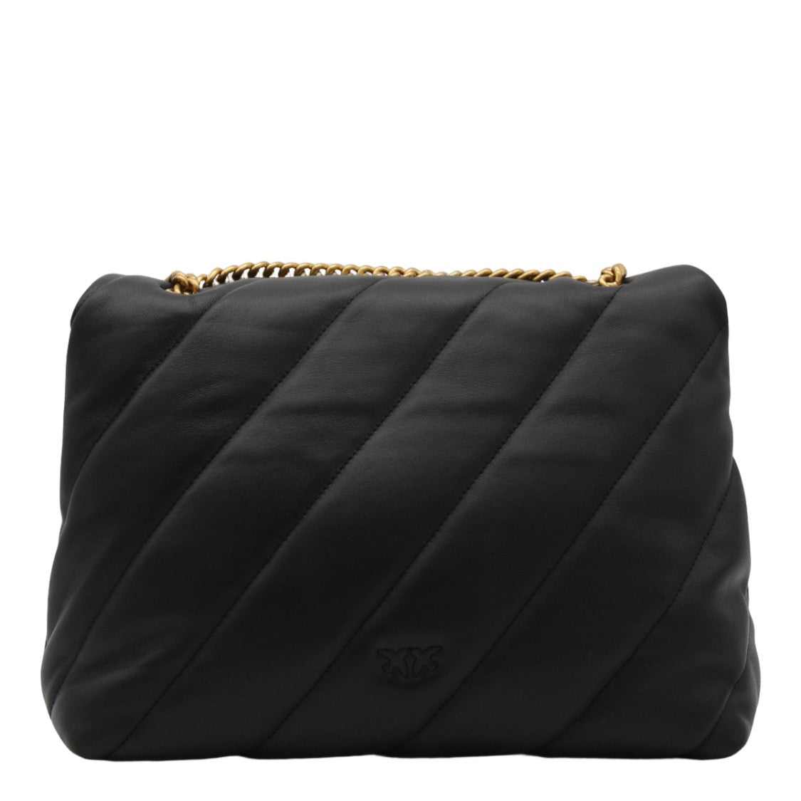 Pinko Quilted Black Bag With Gold-Tone Bird Clasp