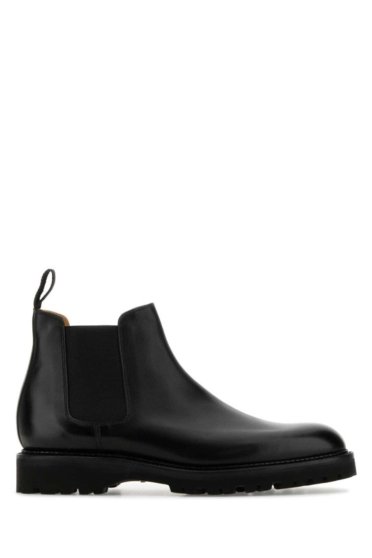 John Lobb Black Leather Lawry Ankle Boots