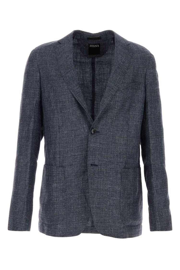 Zegna Blue Linen Blend Blazer