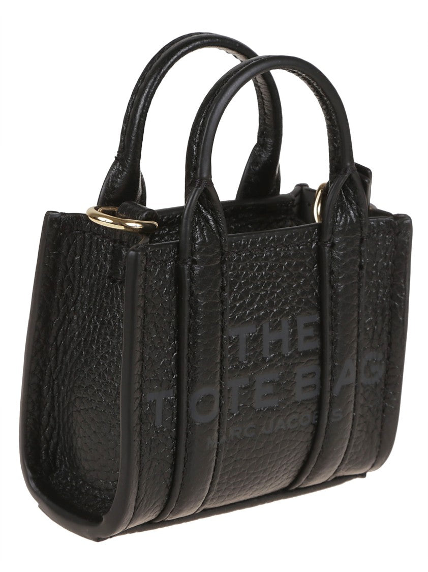 Marc Jacobs Compact Textured Leather Tote Bag With Embossed Logo