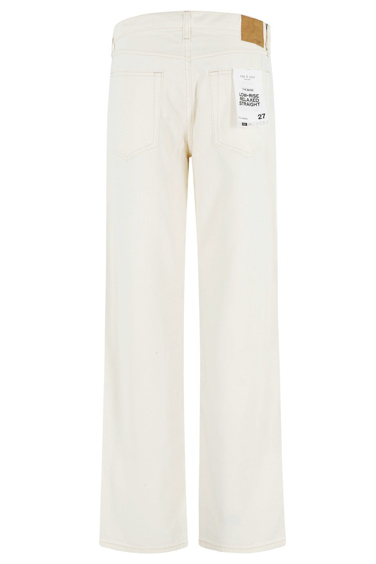 Rag & Bone Ecru Saige Full Straight Five-Pocket Cotton-Blend Jeans