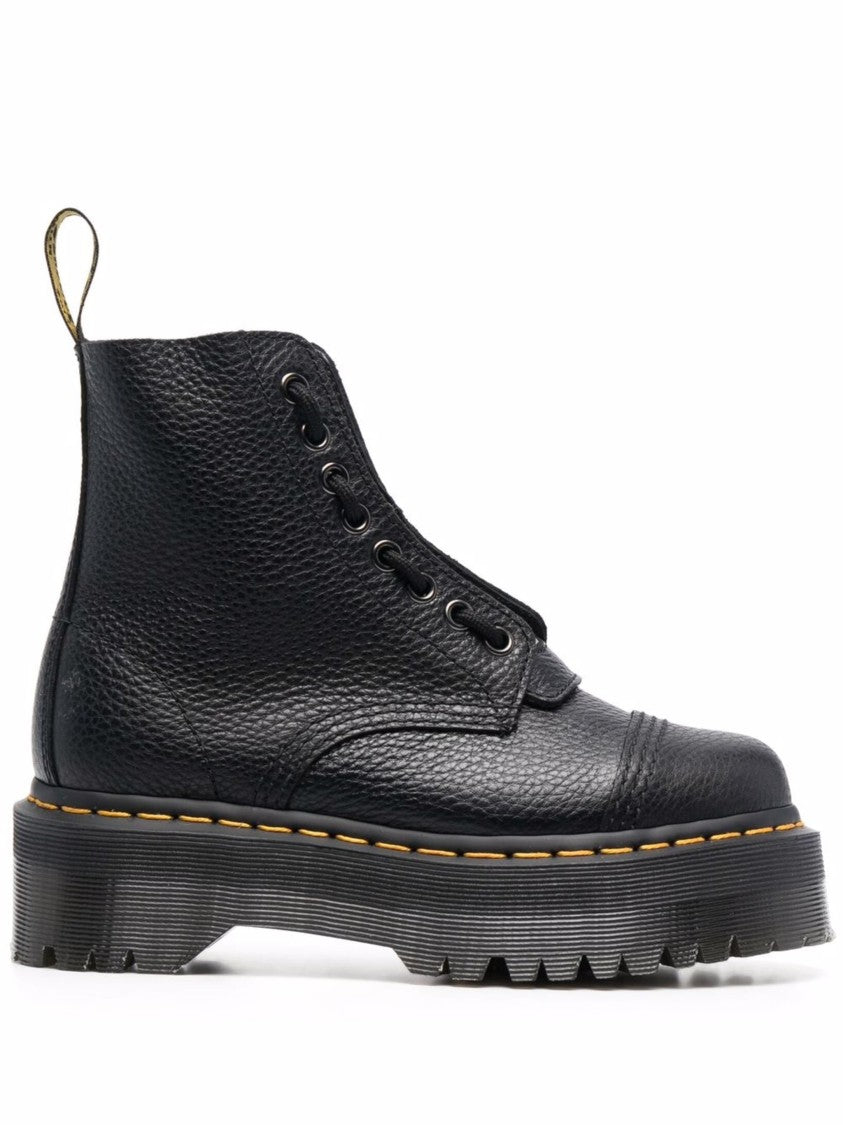 Dr. Martens Textured Nappa Leather Ankle Boots With Grooved Sole