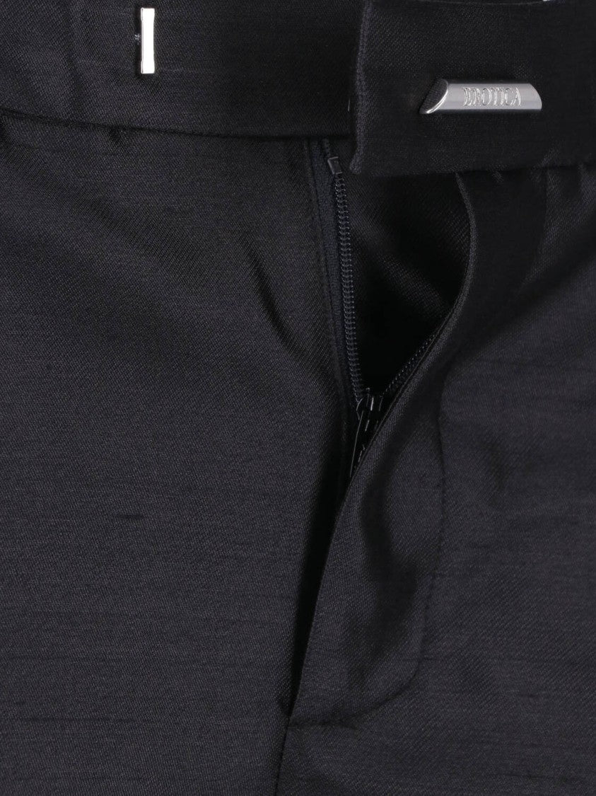 Dondup Black Silk Shantung Mid Rise Pants