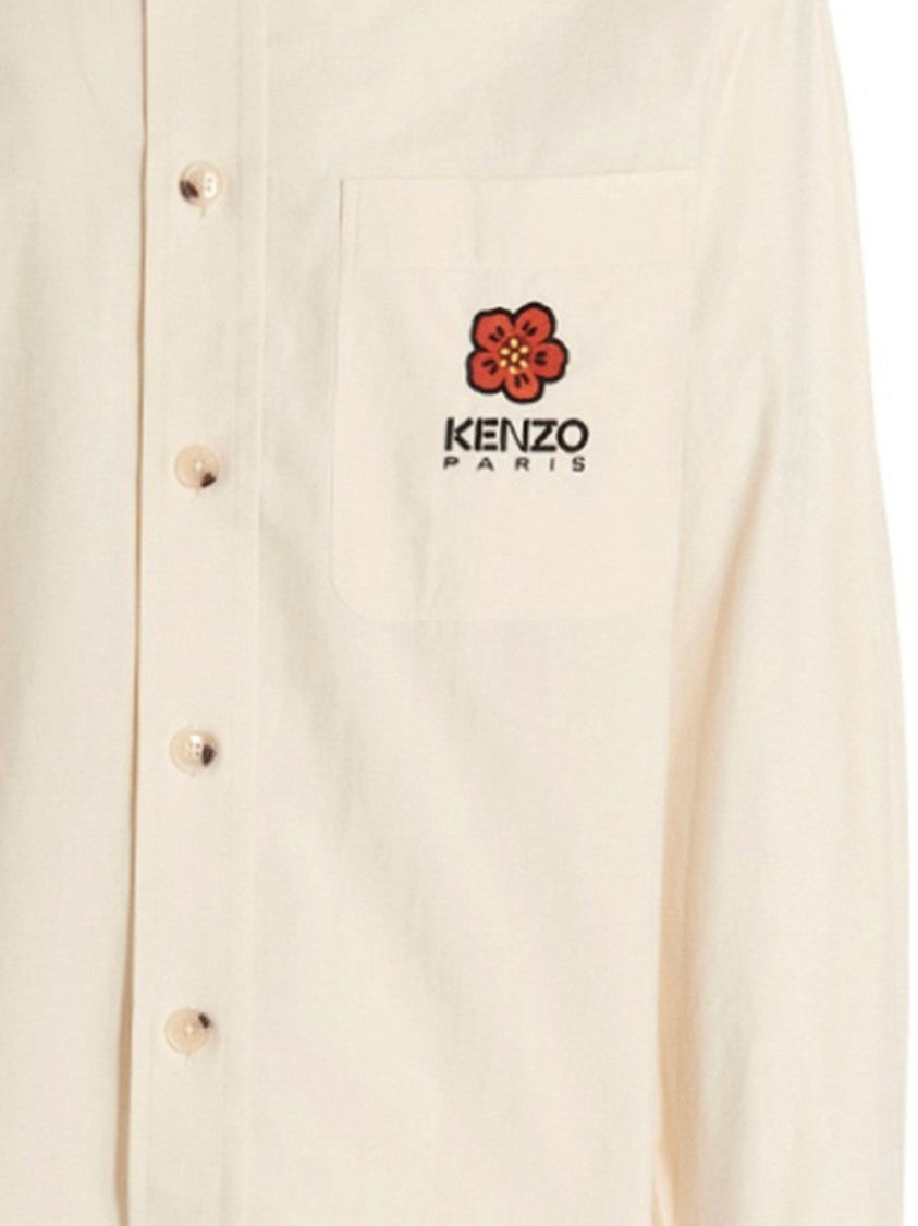 Kenzo Minimalist Long-Sleeve Shirt With Embroidered Detail