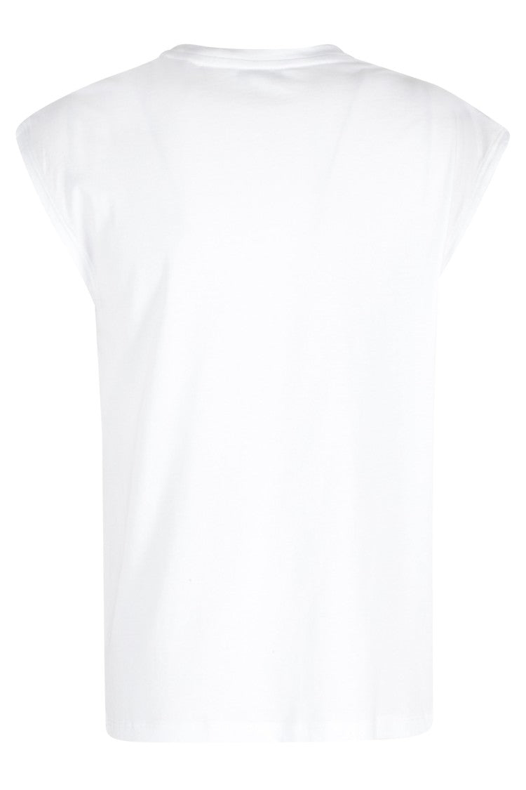 Vince White Relaxed Short-Sleeve Sleeve-Drape Cotton-Blend T-Shirt
