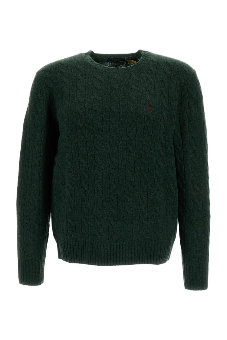Polo Ralph Lauren Green Cable-Knit Wool-Cashmere Crewneck Sweater
