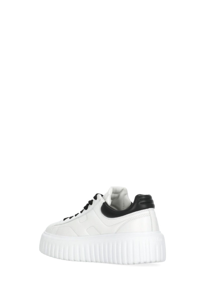 Hogan White Smooth Leather Contrasting Laces Sneakers