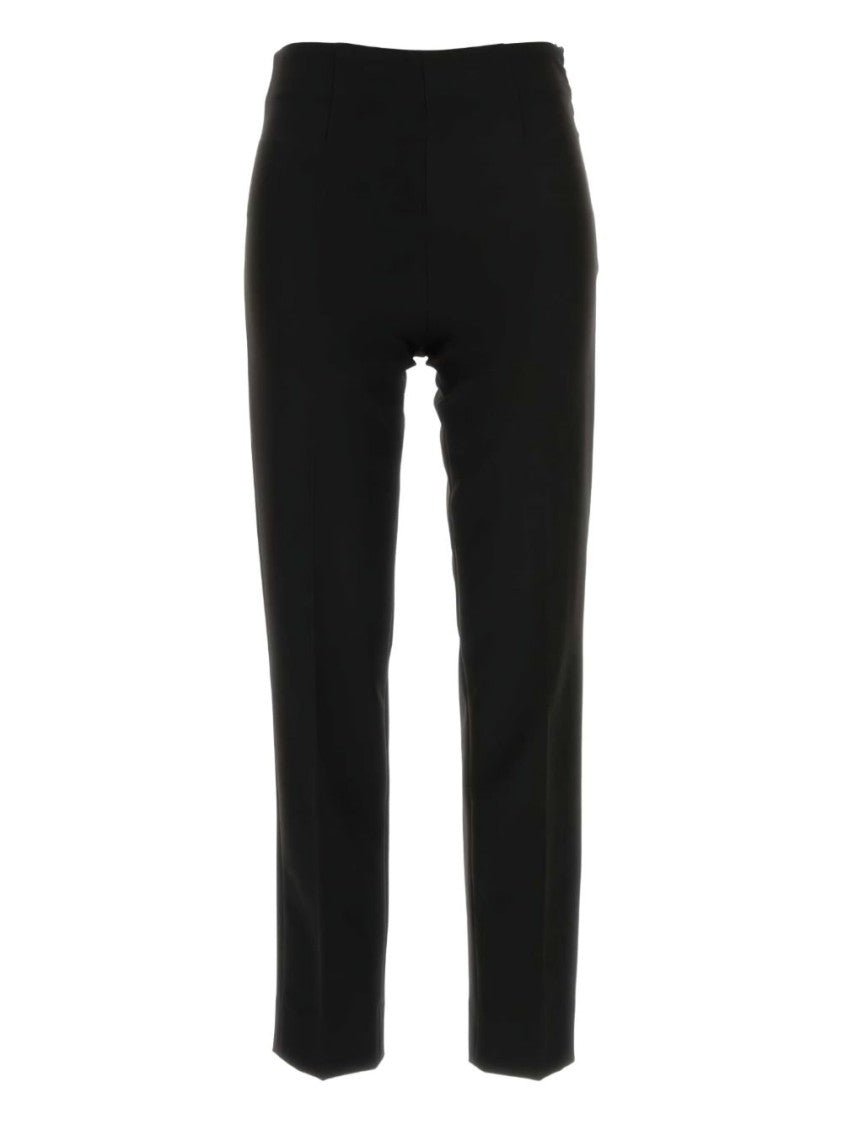 Pt Torino High-Waisted Black Trousers With Tailored Front Pleats And Hem Slits