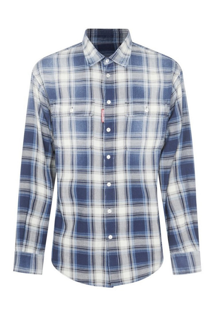 Dsquared2 Classic Plaid Cotton Shirt With Button-Down Collar