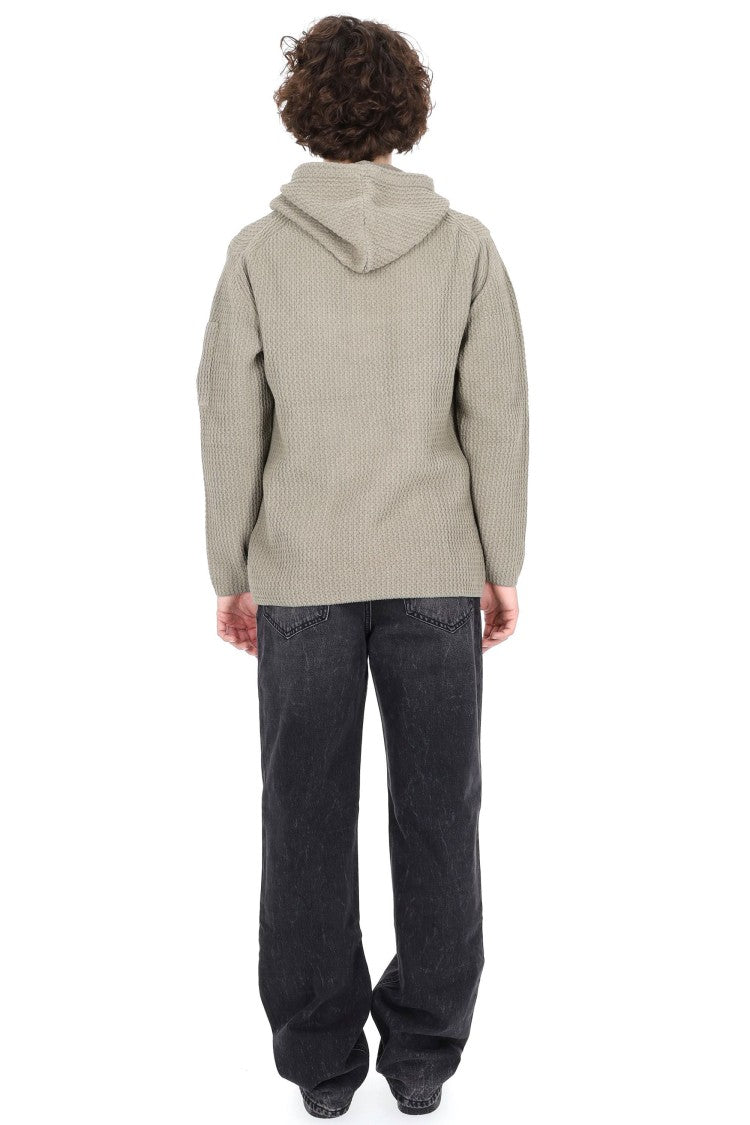 C.P. Company Textured Chunky Knit Hoodie With Drawstring Hood