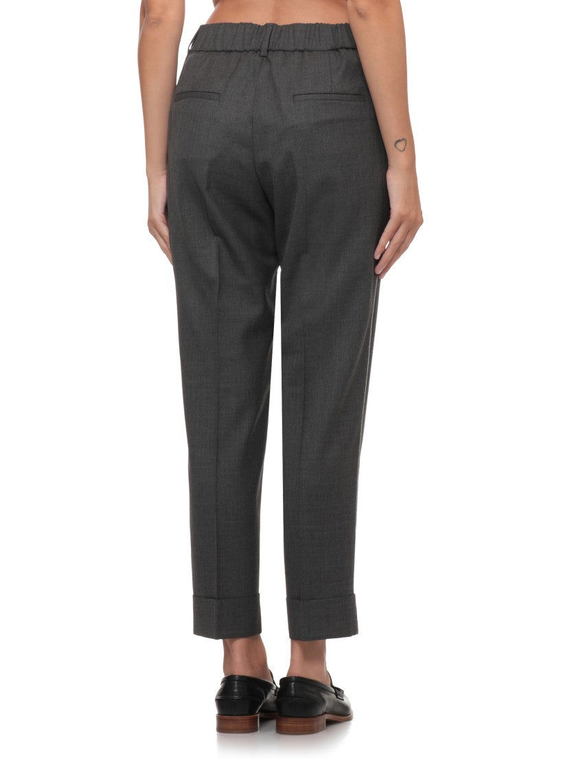 Peserico Tailored Grey Pants With Subtle Glitter Accents