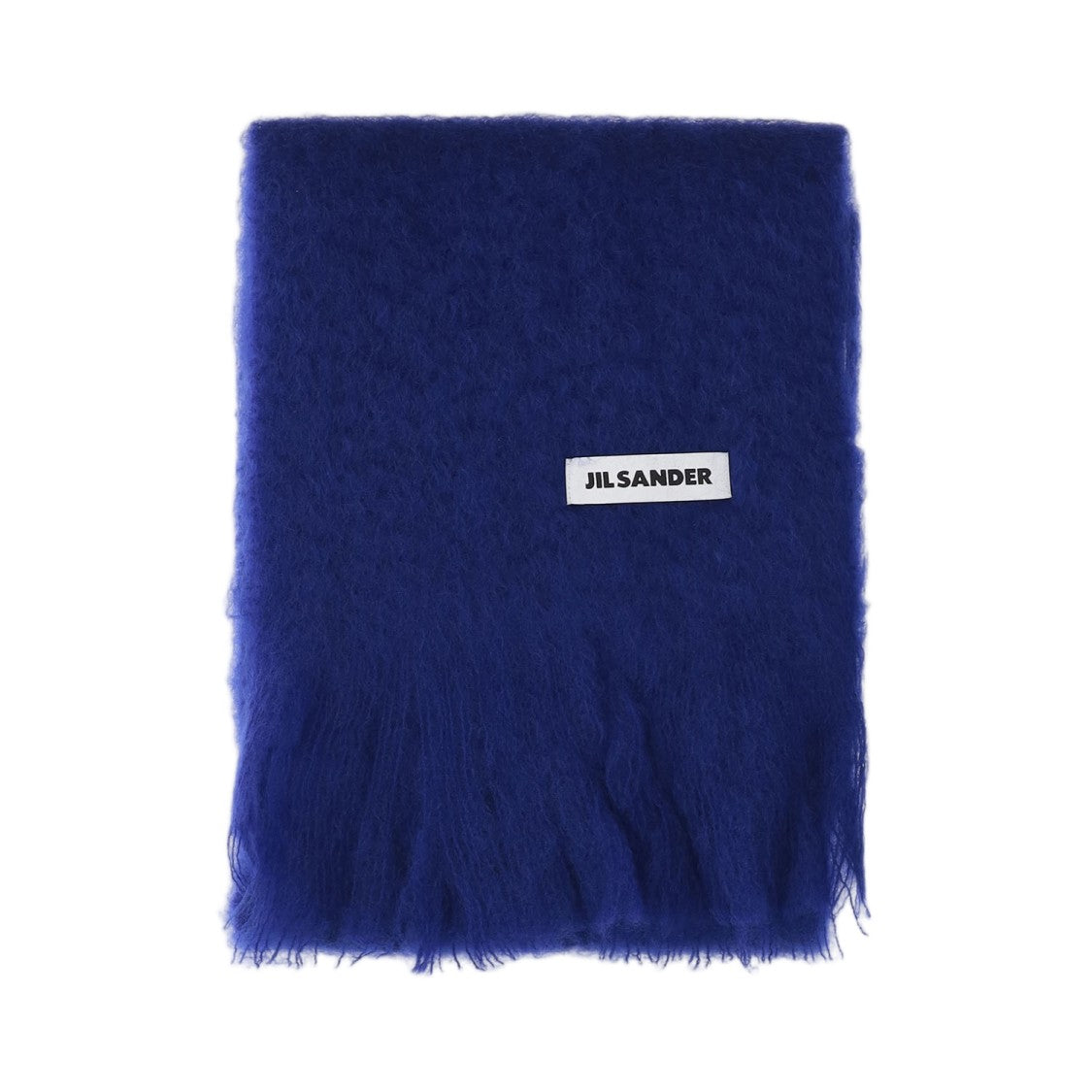 Jil Sander Blue Mohair Blend Fringed Scarf