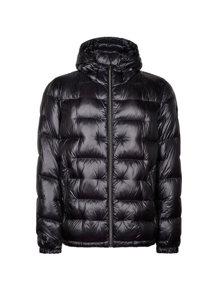 Herno Black Quilted Hooded Glossy Puffer Jacket