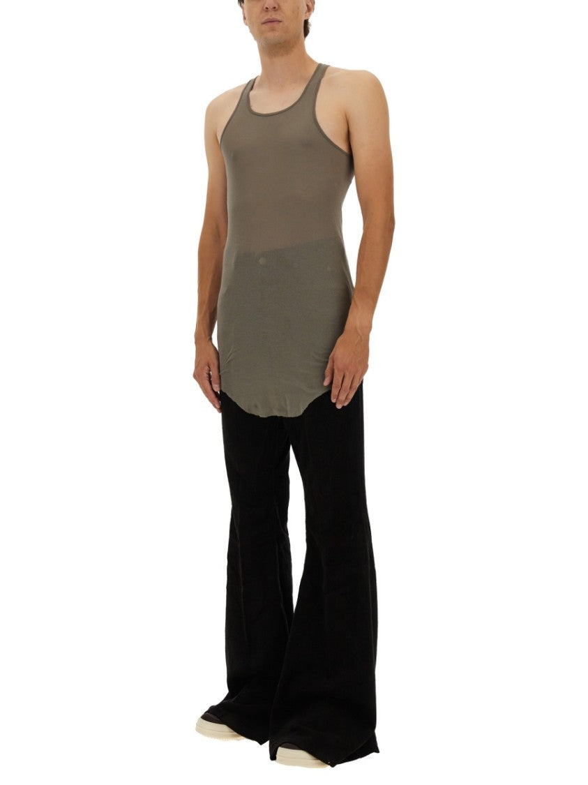 Rick Owens Fitted Racerback Cotton Top With Elongated Hem