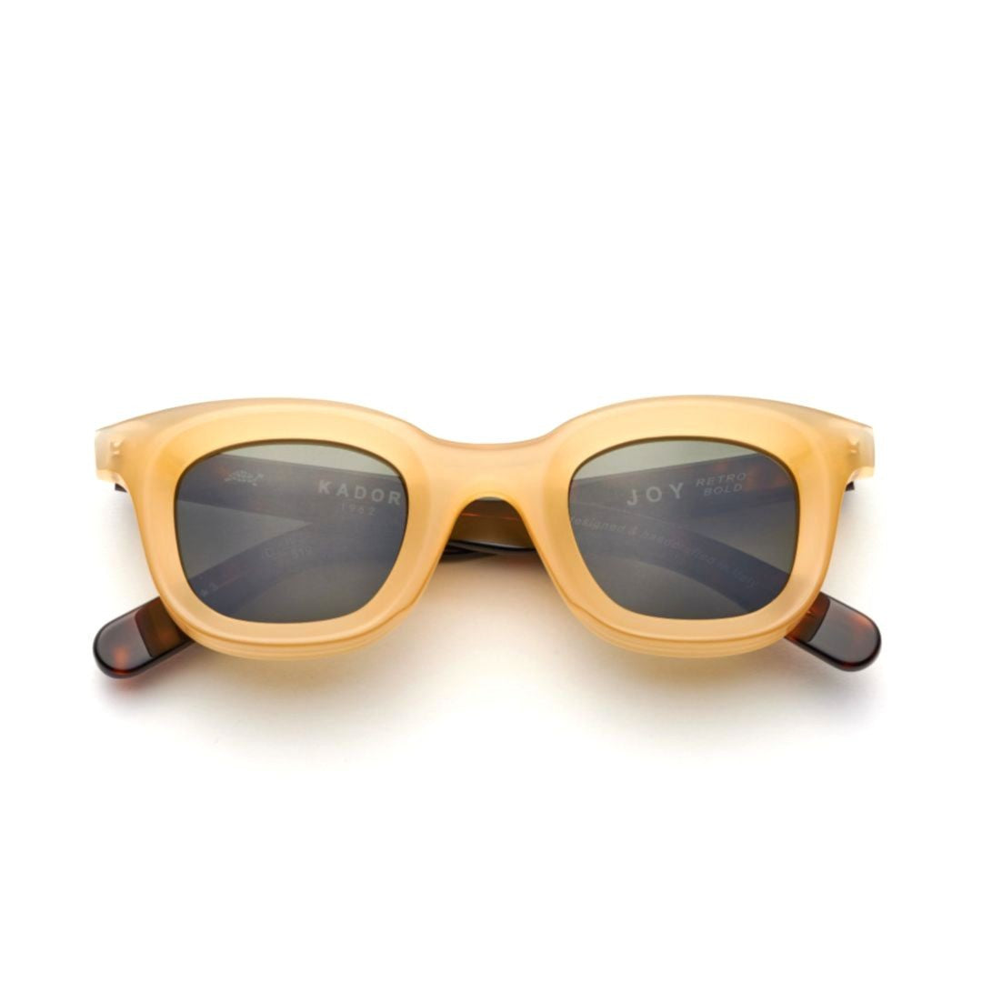 Kador Joy Translucent Amber Square Sunglasses With Tortoiseshell Arms