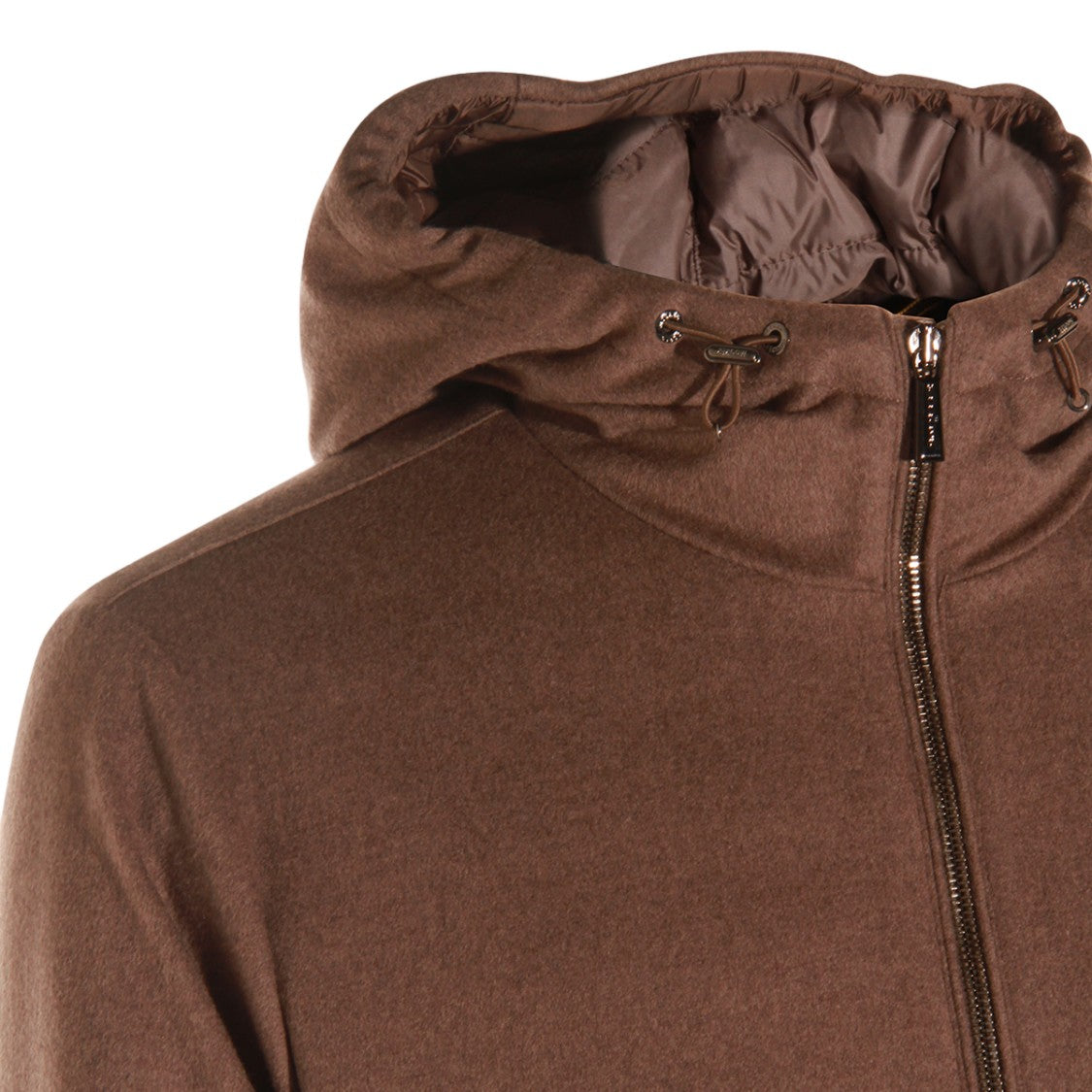 Moorer Matte Finish Brown Coat With Hood