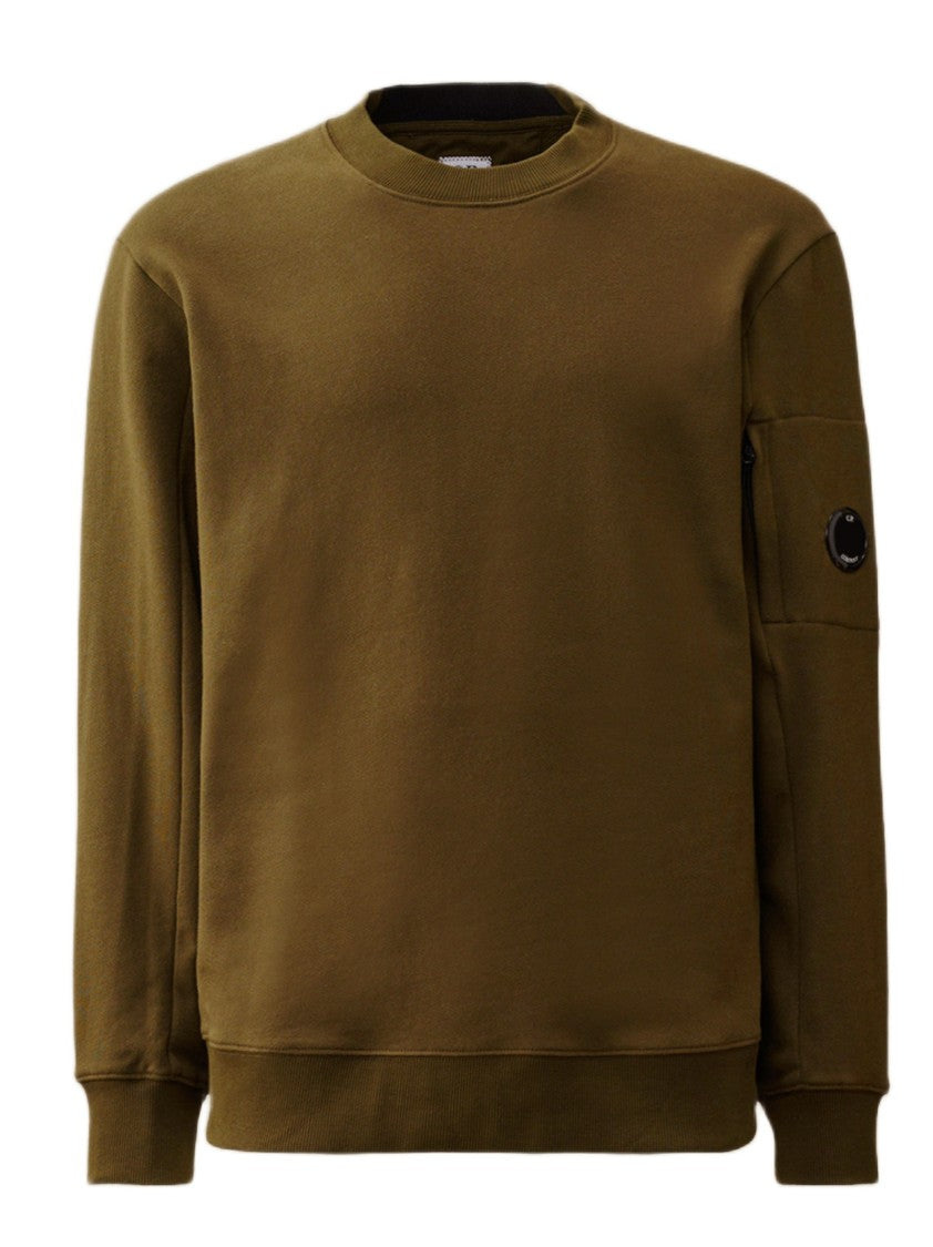 C.P. Company Diagonal Raised Fleece Crewneck Sweater With Iconic Lens Detail