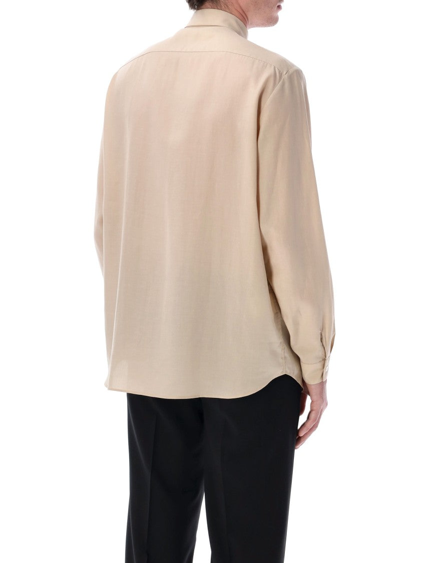Lardini Oversized Lyocell Lino Hidden Button Shirt
