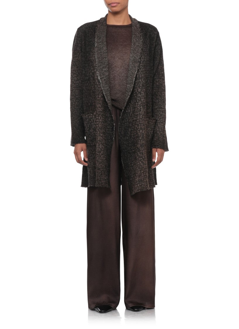 Avant Toi Black Beige Woven Shawl Cardigan