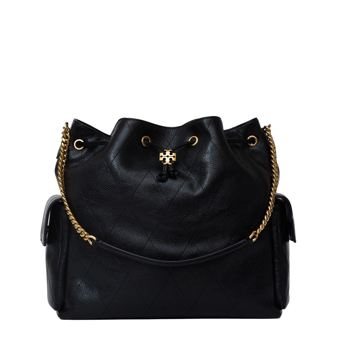 Tory Burch Charlie Quilted Leather Large Drawstring Shoulder Bag
