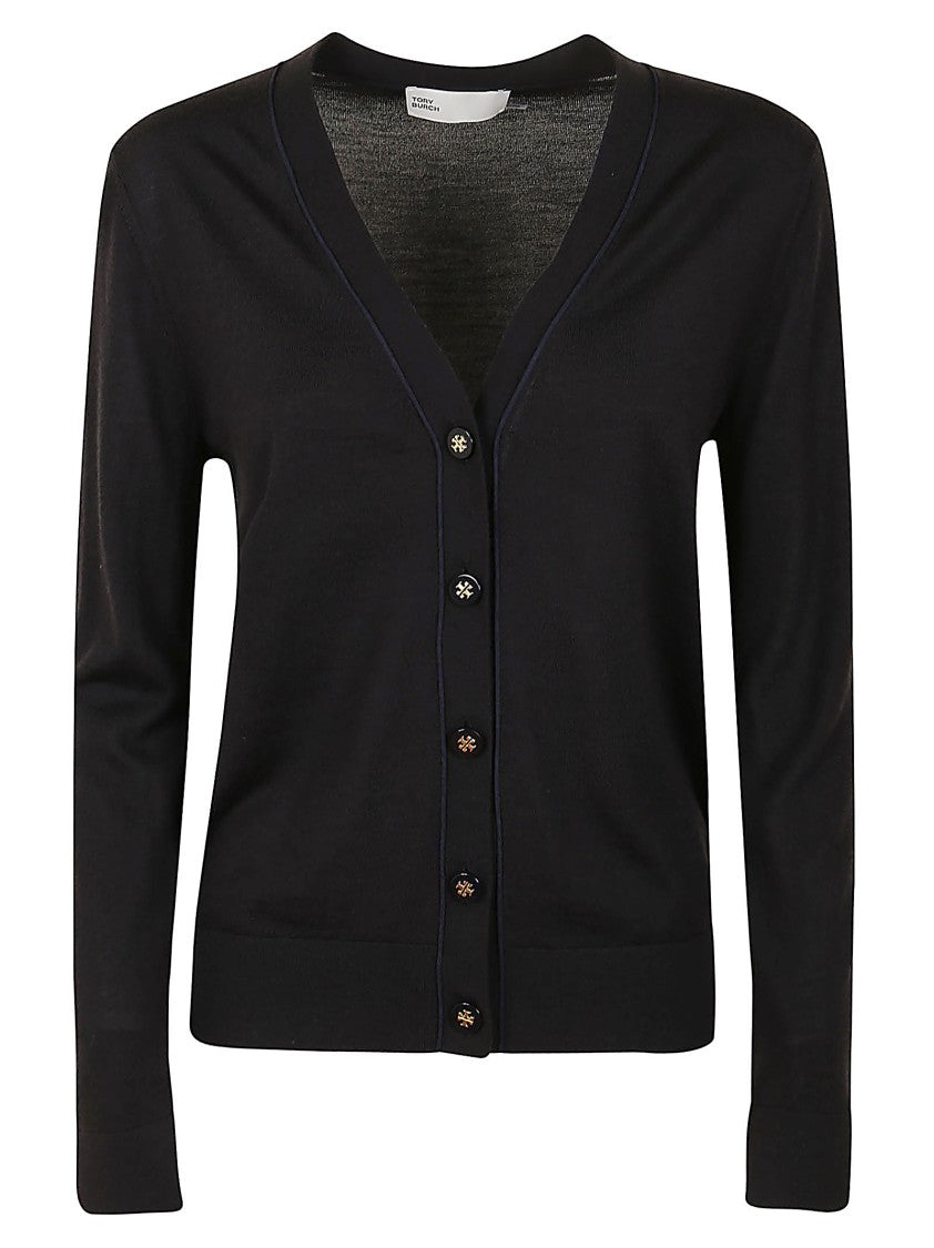 Tory Burch Fitted V-Neck Cardigan With Decorative Buttons