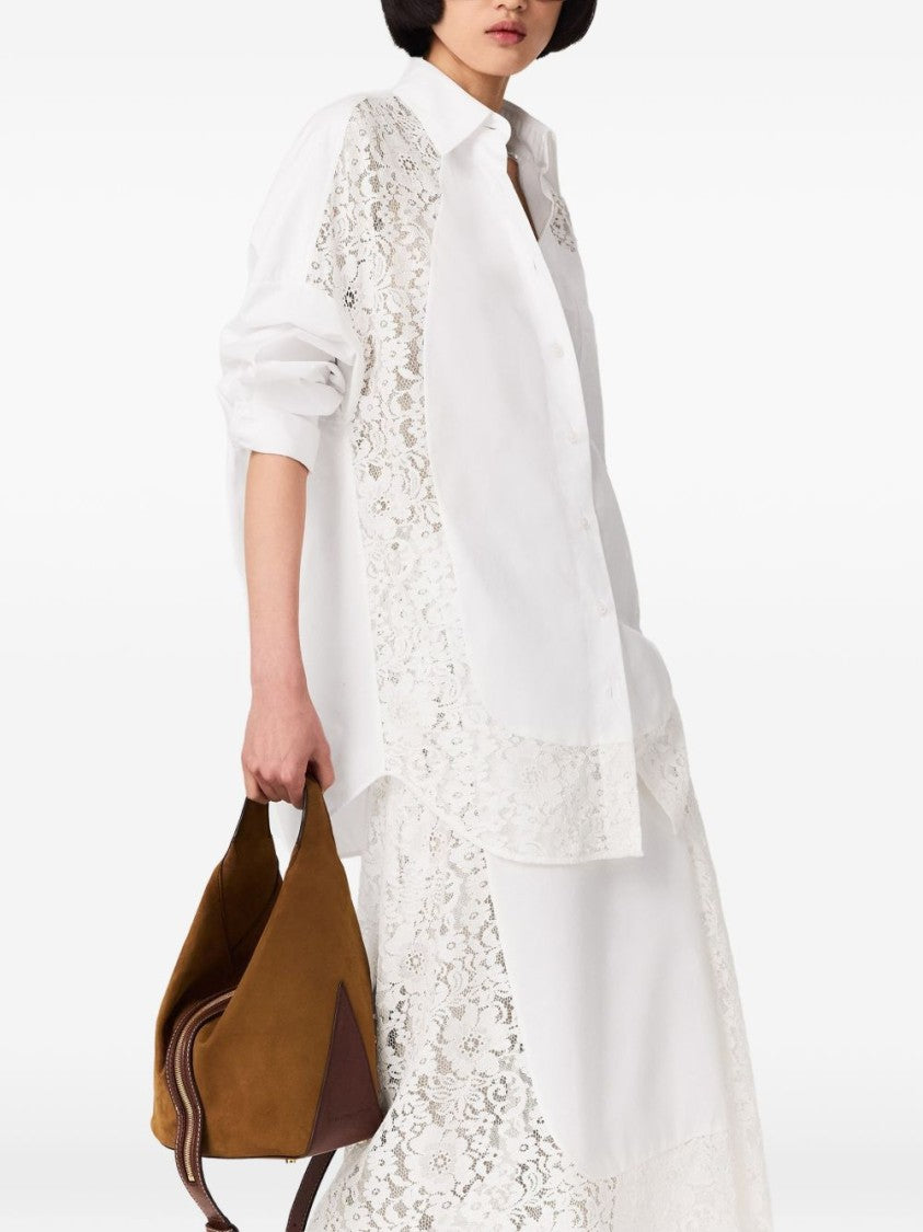 Stella Mccartney White Button-Down Cotton Lace Insets Shirt