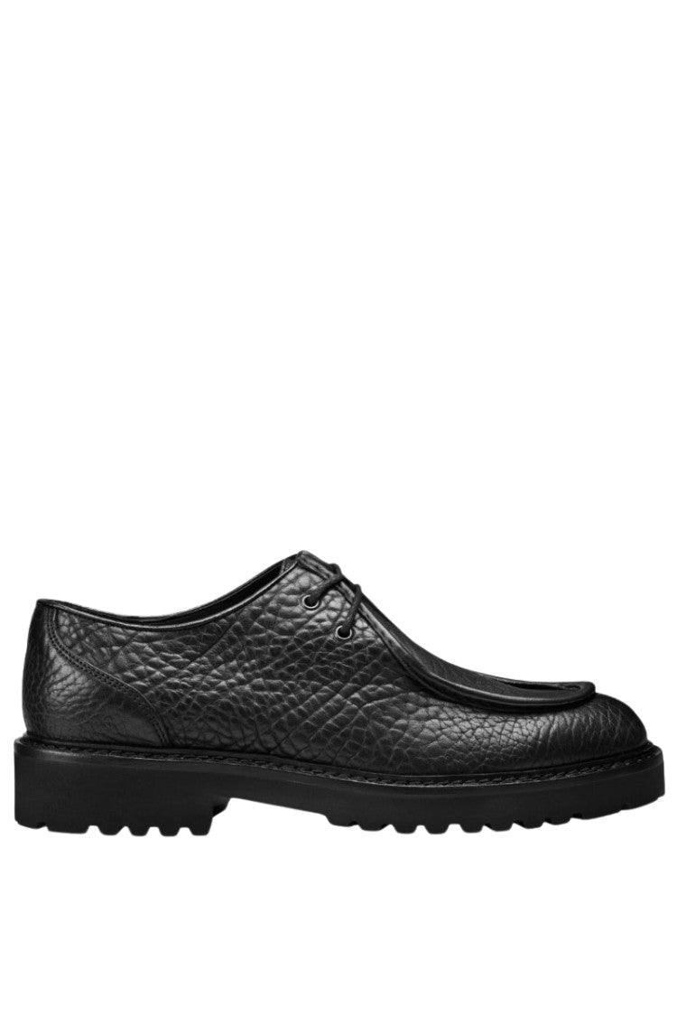 Doucal's Black Two-Hole Leather Lave-Up