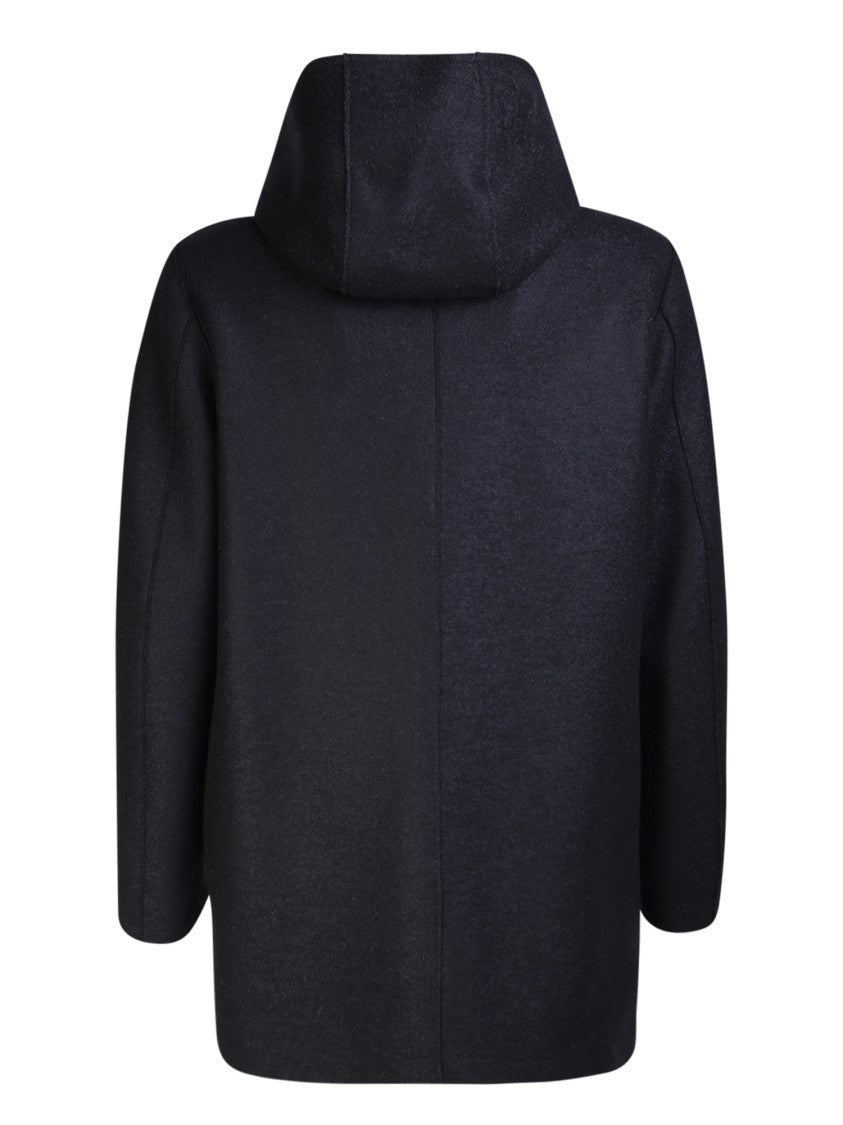 Harris Wharf London Blue Hooded Wool Coat