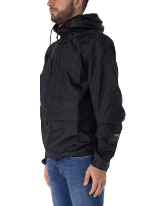Autry Packable Black Nylon Windbreaker With Adjustable Hood