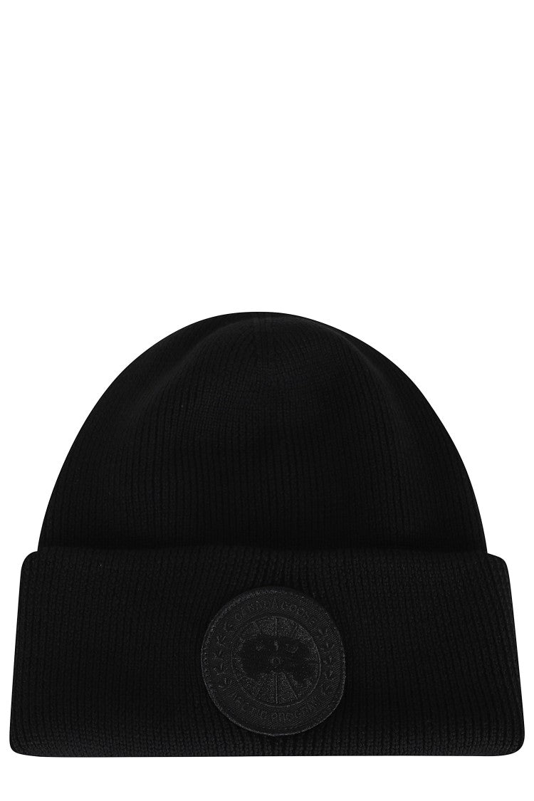 Canada Goose Ribbed Black Merino Wool Toque With Cuff
