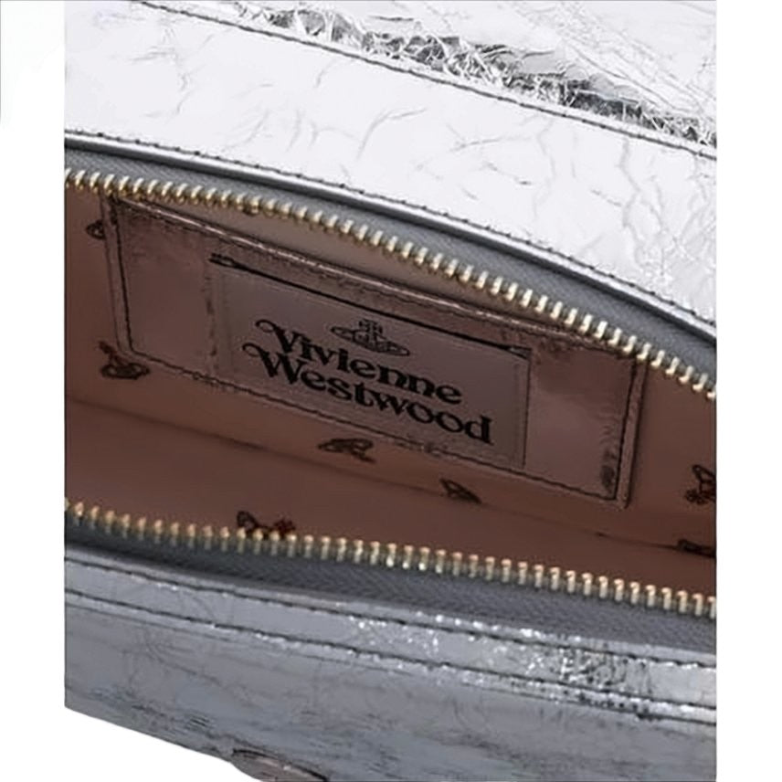 Vivienne Westwood Shiny Metallic Crossbody Bag With Heart-Shaped Flap