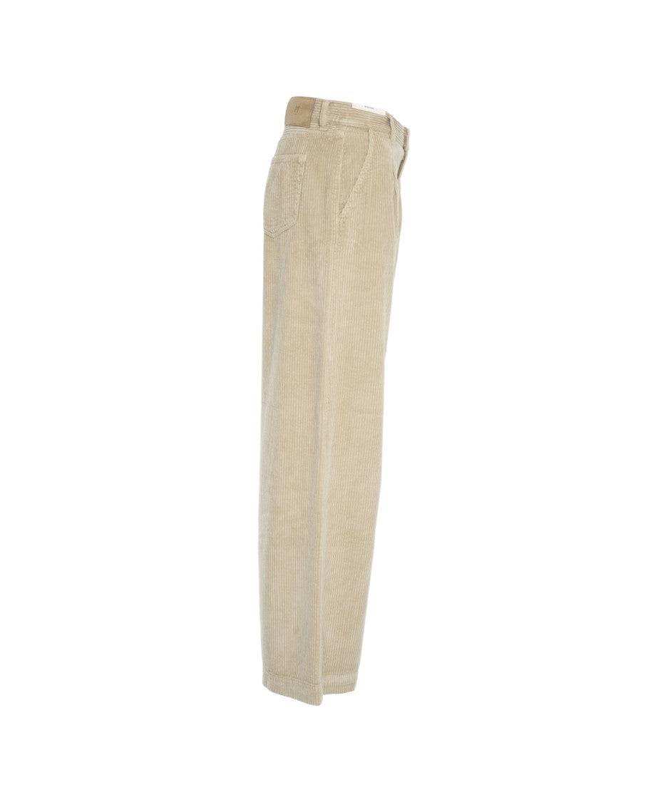 Pt Torino Wide-Leg Corduroy Trousers With Mid-Rise Waist And Ribbed Texture
