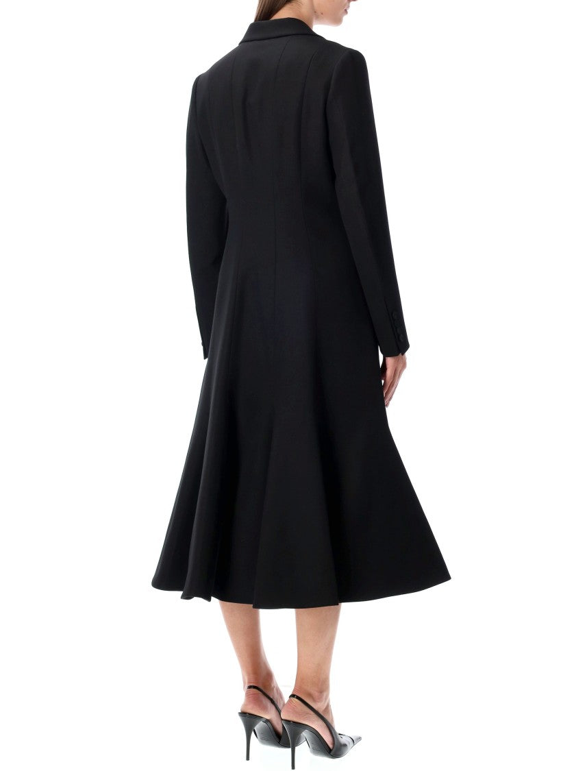 Fendi Black Grain De Poudre Wool Midi Coat